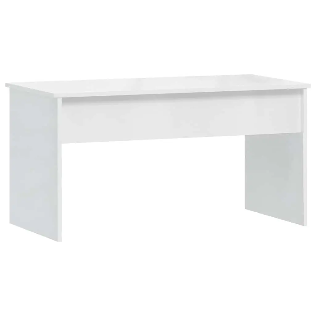 White Modern Coffee Table Lift Top Storage Engineered Wood 102cm