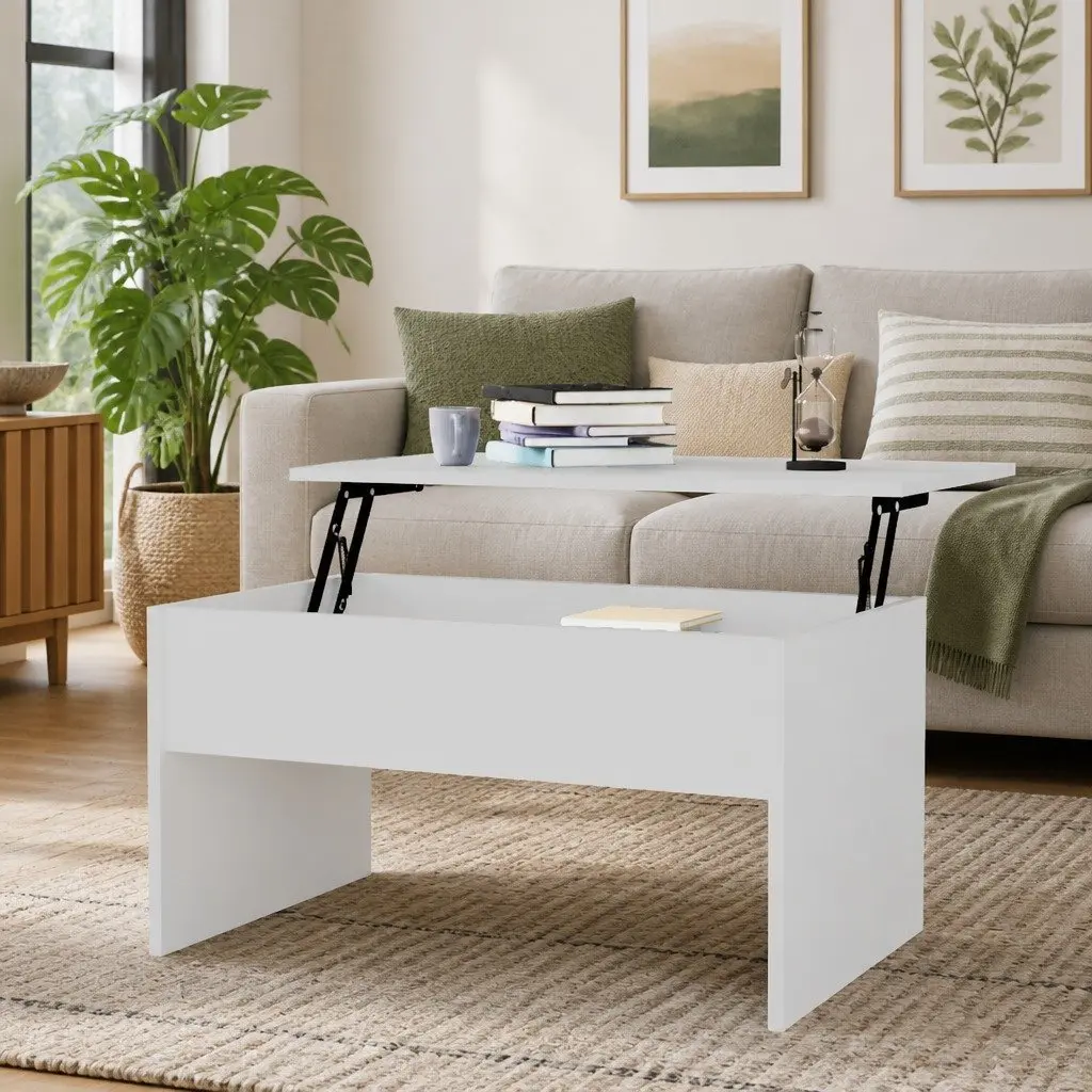 White Lift Top Coffee Table for Living Spaces