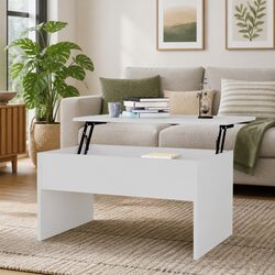 Functional White Lift Top Coffee Table for Living Spaces