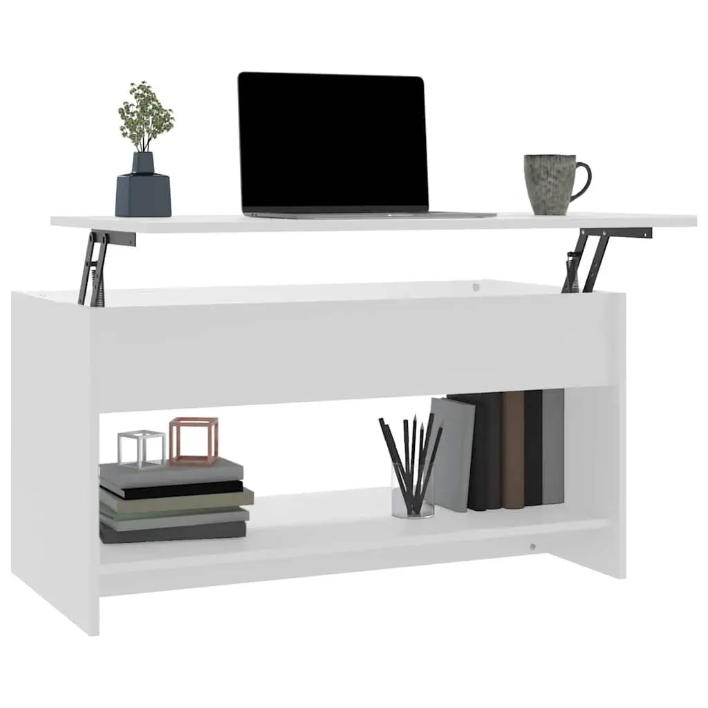 Coffee Table Engineered Wood Adjustable Height White Lift Top Storage Compartment