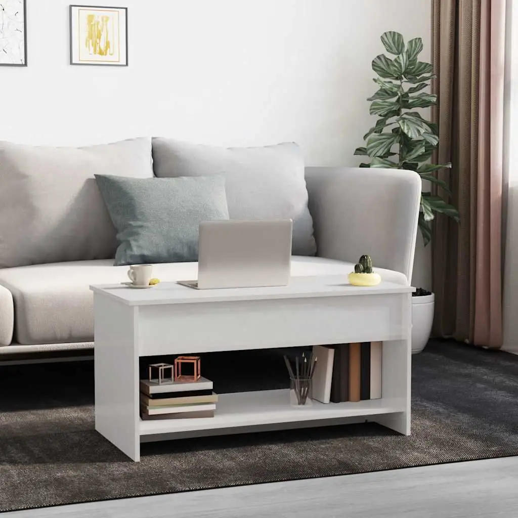 Coffee Table Engineered Wood Lift Top Storage Compartment White