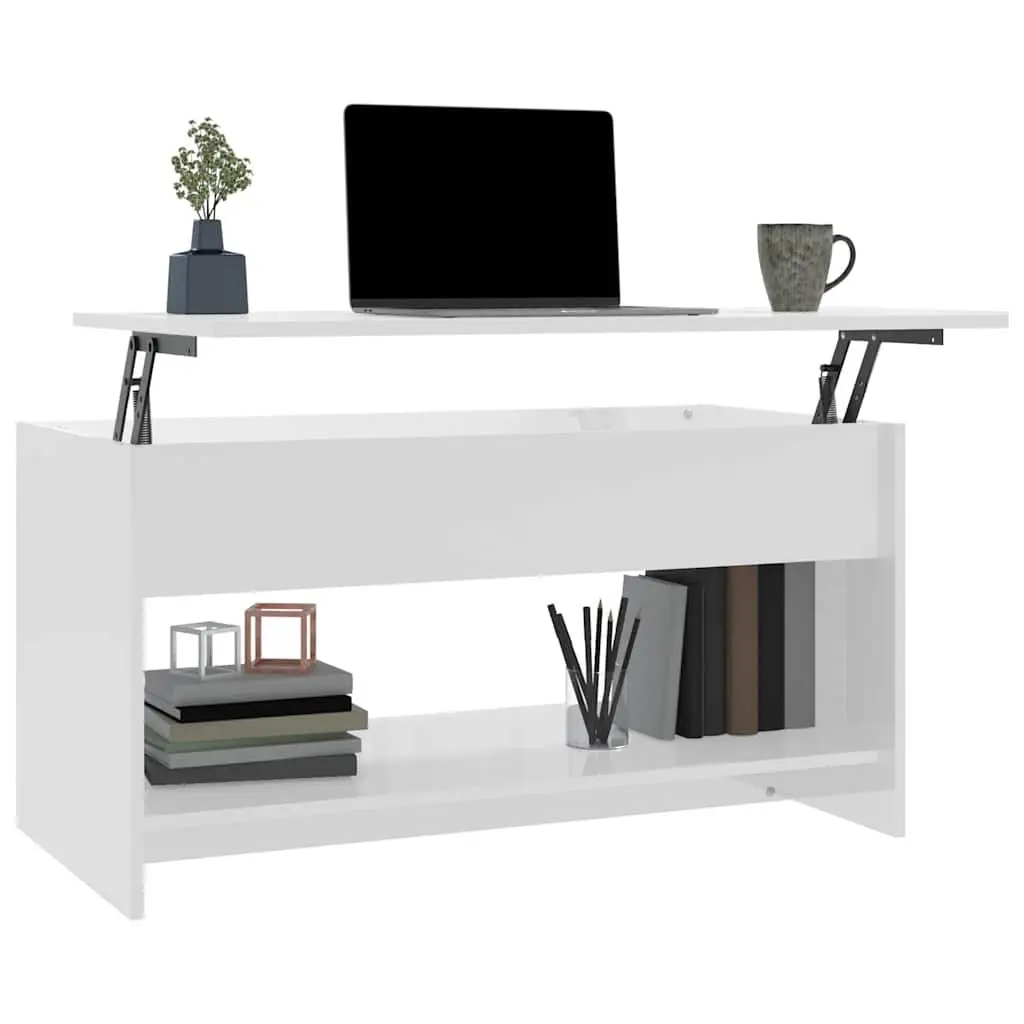 Coffee Table Engineered Wood Lift Top Storage Compartment White