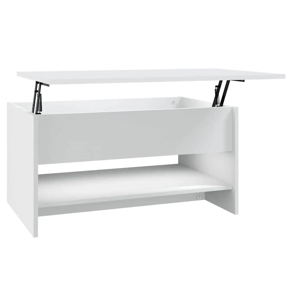 Coffee Table Engineered Wood White 80x50x40cm Liftable Top Hidden Storage Living Room