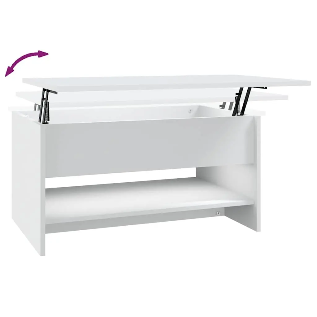 Coffee Table Engineered Wood White 80x50x40cm Liftable Top Hidden Storage Living Room