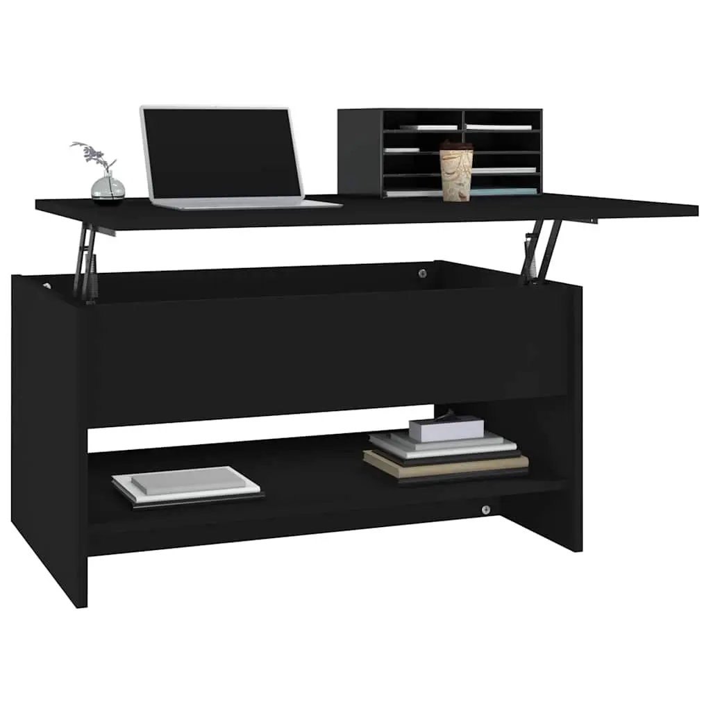 Coffee Table Engineered Wood Adjustable Height Black Lift Top Storage Compartment