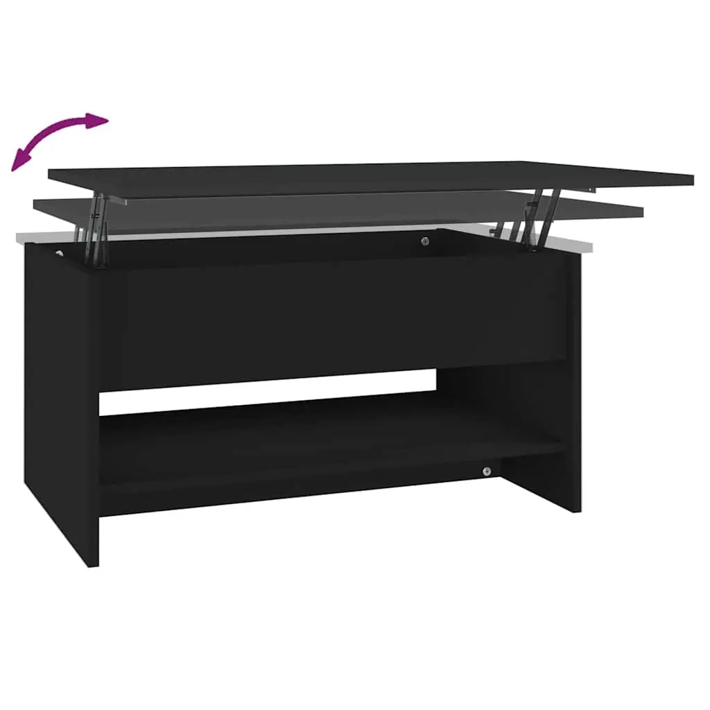 Coffee Table Engineered Wood Adjustable Height Black Lift Top Storage Compartment