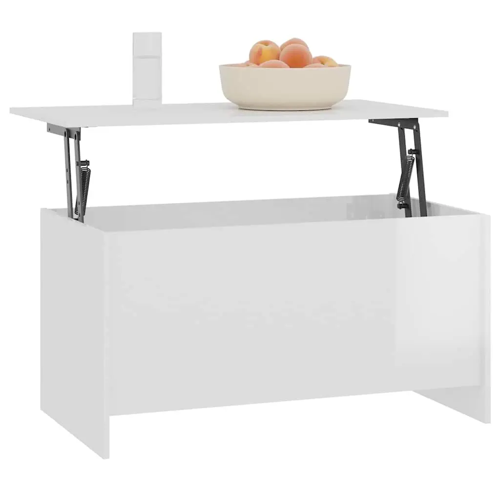 Coffee Table Engineered Wood Lift Top Storage 102 x 55.5 x 52.5 cm High Gloss White