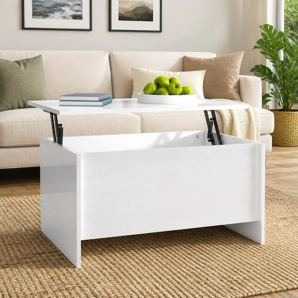 Coffee Table Engineered Wood Lift Top Storage White 80 x 55.5 x 41.5 cm