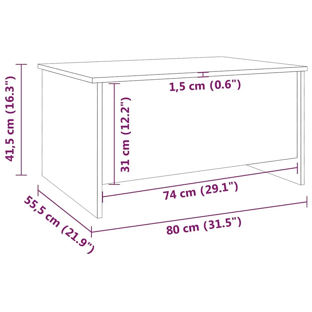 Coffee Table Engineered Wood Lift Top Storage White 80 x 55.5 x 41.5 cm
