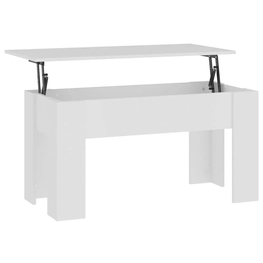 White Engineered Wood Coffee Table Lift Top Modern Storage 101x49x52cm