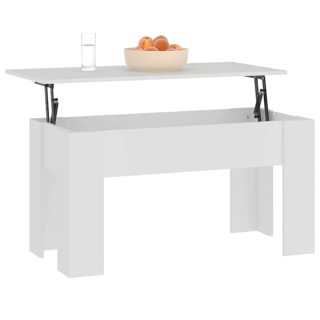 White Engineered Wood Coffee Table Lift Top Modern Storage 101x49x52cm