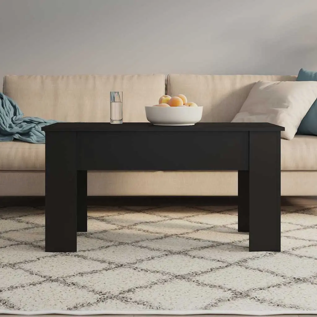 Lift Top Coffee Table Engineered Wood Black