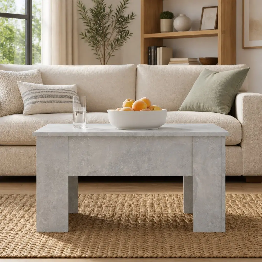 Coffee Table Engineered Wood Lift Top Grey Modern 79 x 49 x 41 cm
