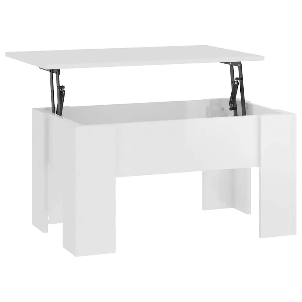 Coffee Table Engineered Wood Lift Top High Gloss White 79L x 49W x 41H cm