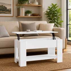 Practical White Lift-Top Coffee Table for Your Living Room