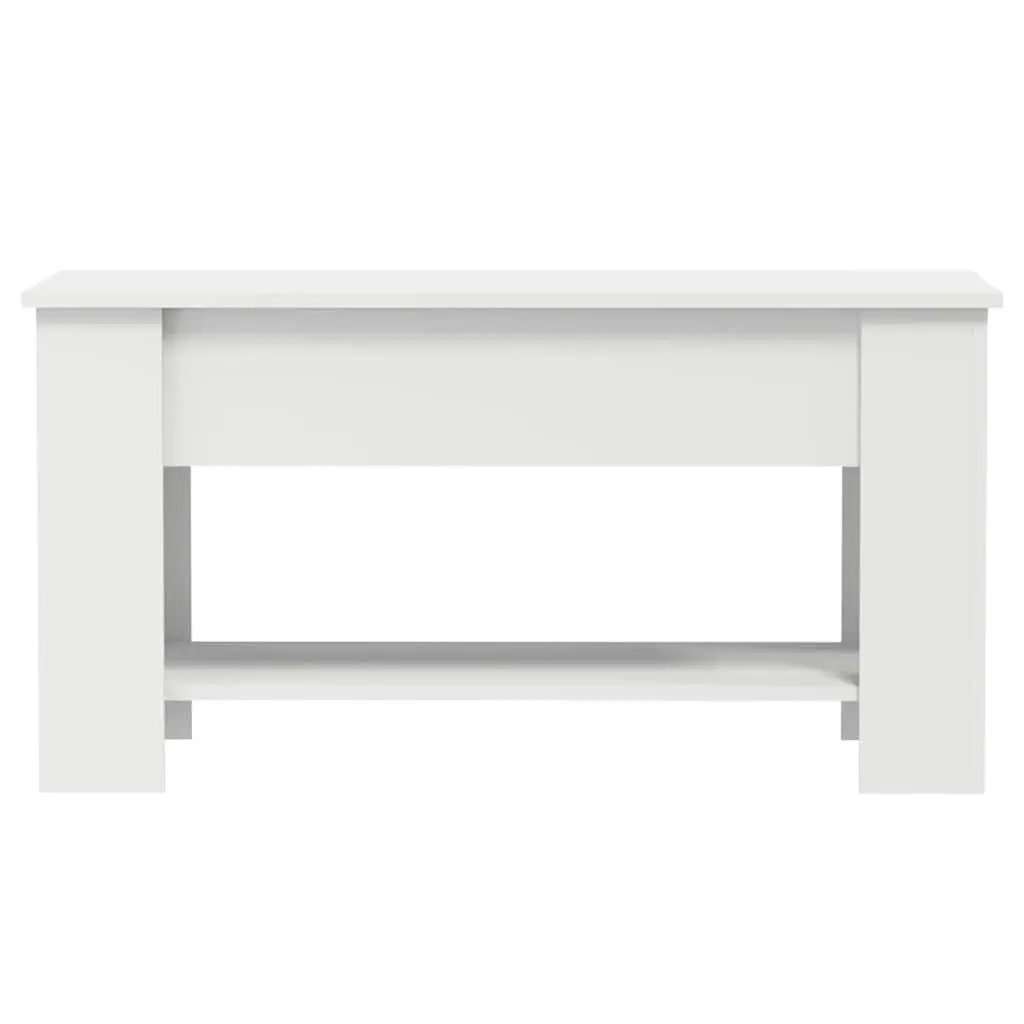 Coffee Table White Lift-Top Design Hidden Storage Engineered Wood Accent Table