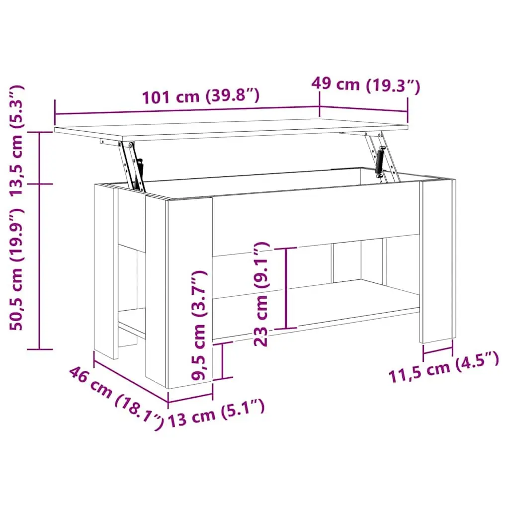 Coffee Table White Lift-Top Design Hidden Storage Engineered Wood Accent Table