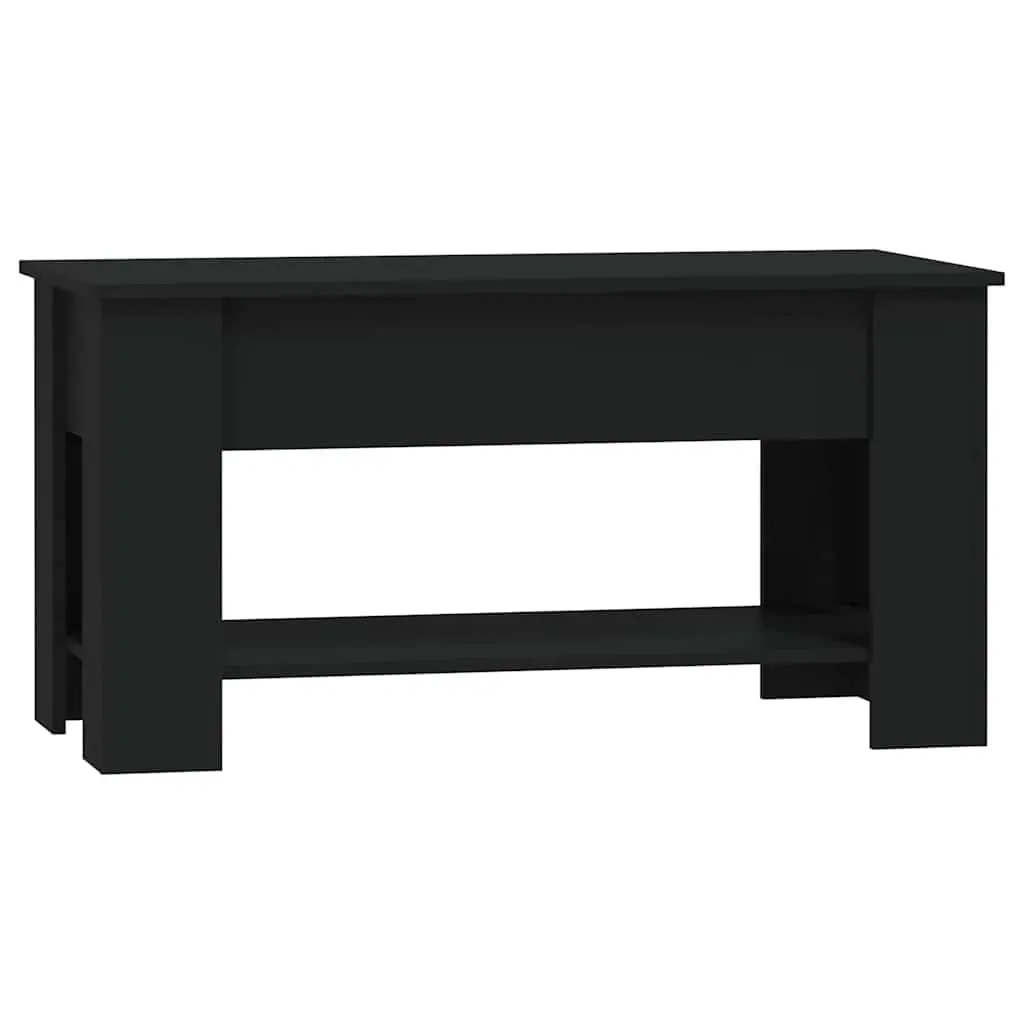 Coffee Table Lift-Top Black Storage Compartment Engineered Wood Living Room