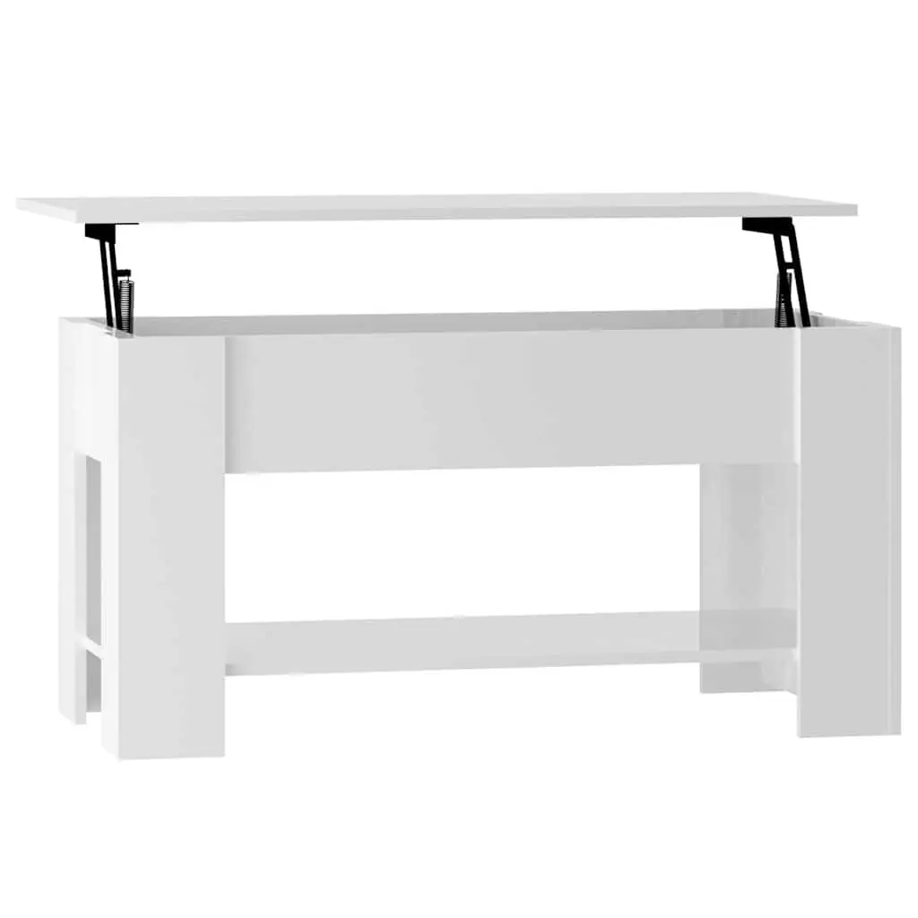 Coffee Table Lift-Top Engineered Wood 101 x 49 x 52 cm High Gloss White