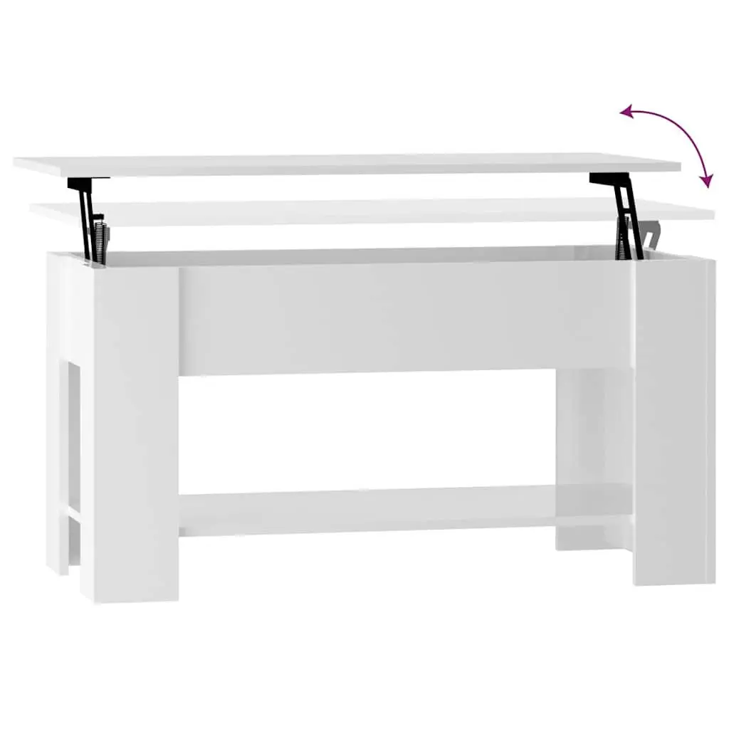 Coffee Table Lift-Top Engineered Wood 101 x 49 x 52 cm High Gloss White