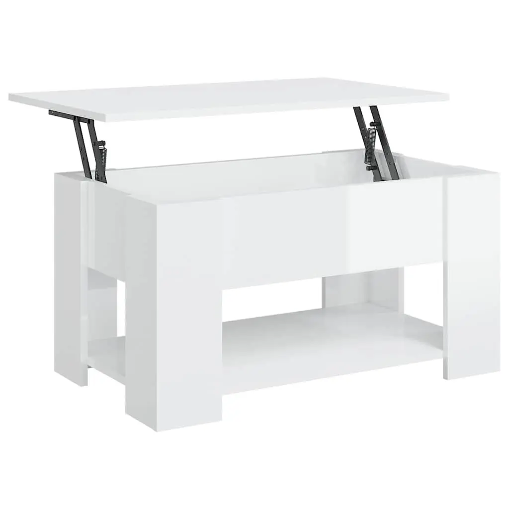 Coffee Table Engineered Wood Lift Top White 79W x 49D x 41H cm
