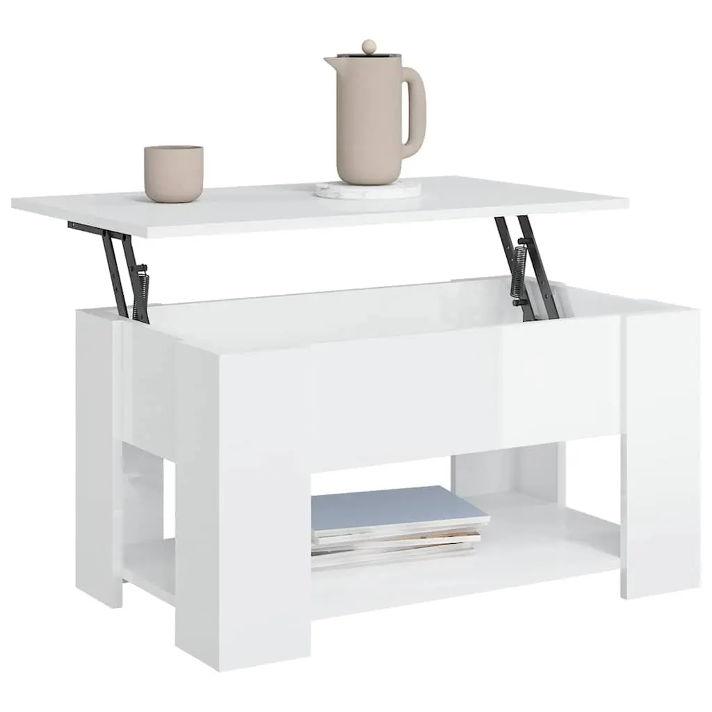 Coffee Table Engineered Wood Lift Top White 79W x 49D x 41H cm