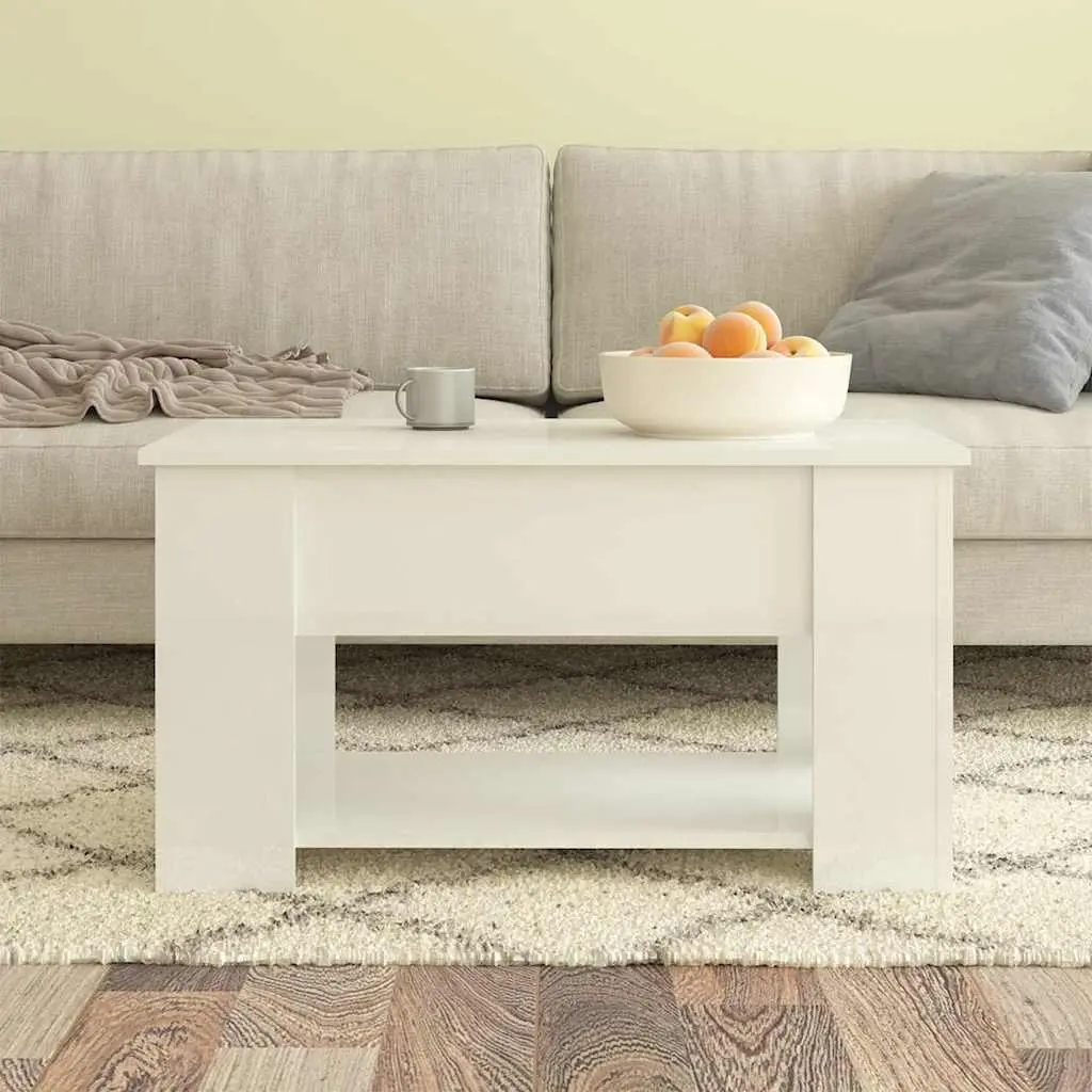 Coffee Table Engineered Wood Lift Top White 79W x 49D x 41H cm