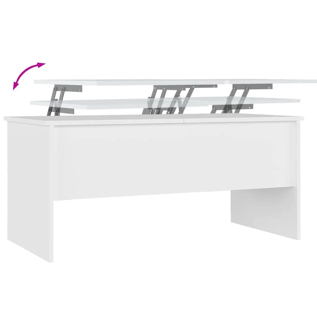 Coffee Table White Engineered Wood Lift Top Storage Compartments Modern Design