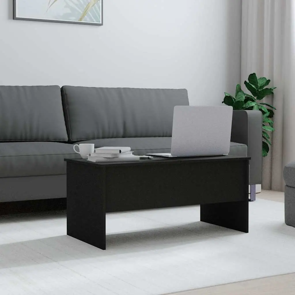 Coffee Table Engineered Wood Black Lift Top Storage Compartments