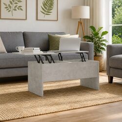 Coffee Table Grey with Storage Compartments Lift-Top Design Engineered Wood