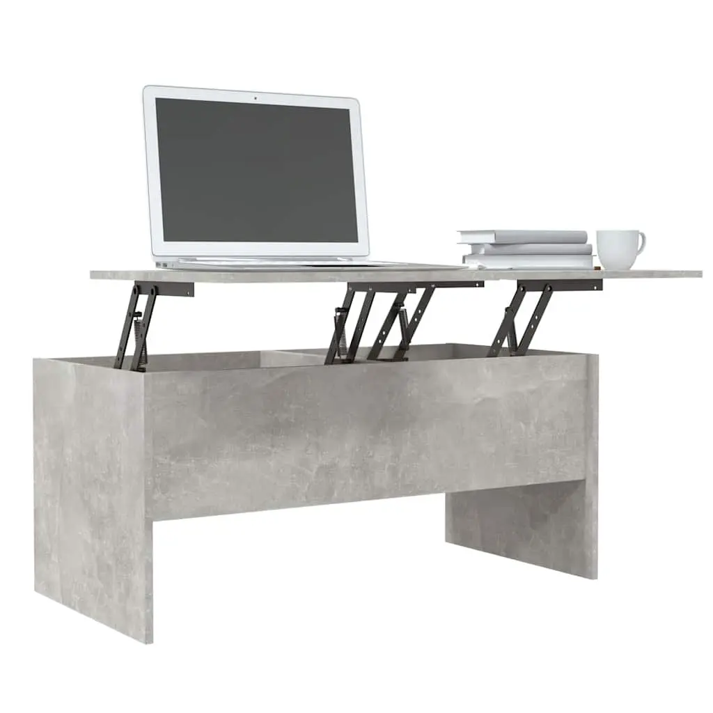 Coffee Table Grey with Storage Compartments Lift-Top Design Engineered Wood