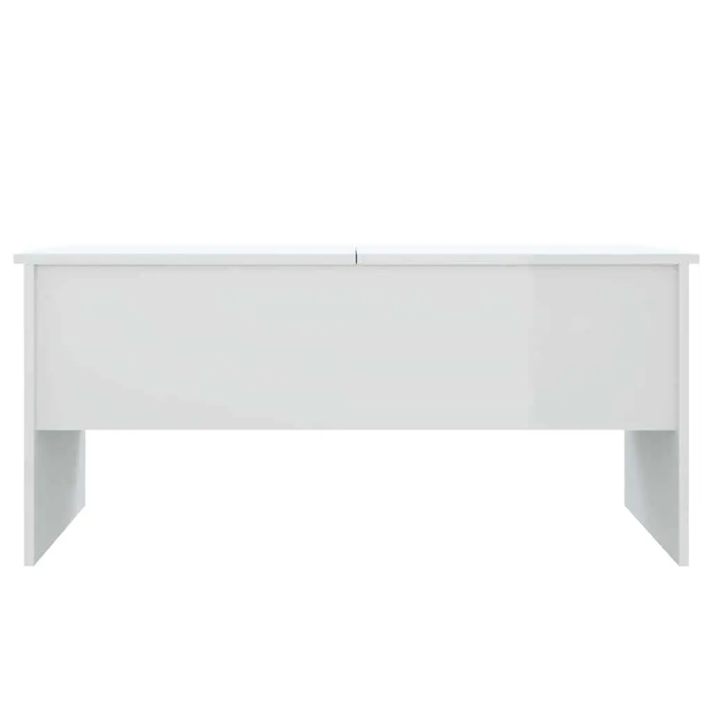 Coffee Table High Gloss White Modern Storage Compartments Adjustable Tabletop