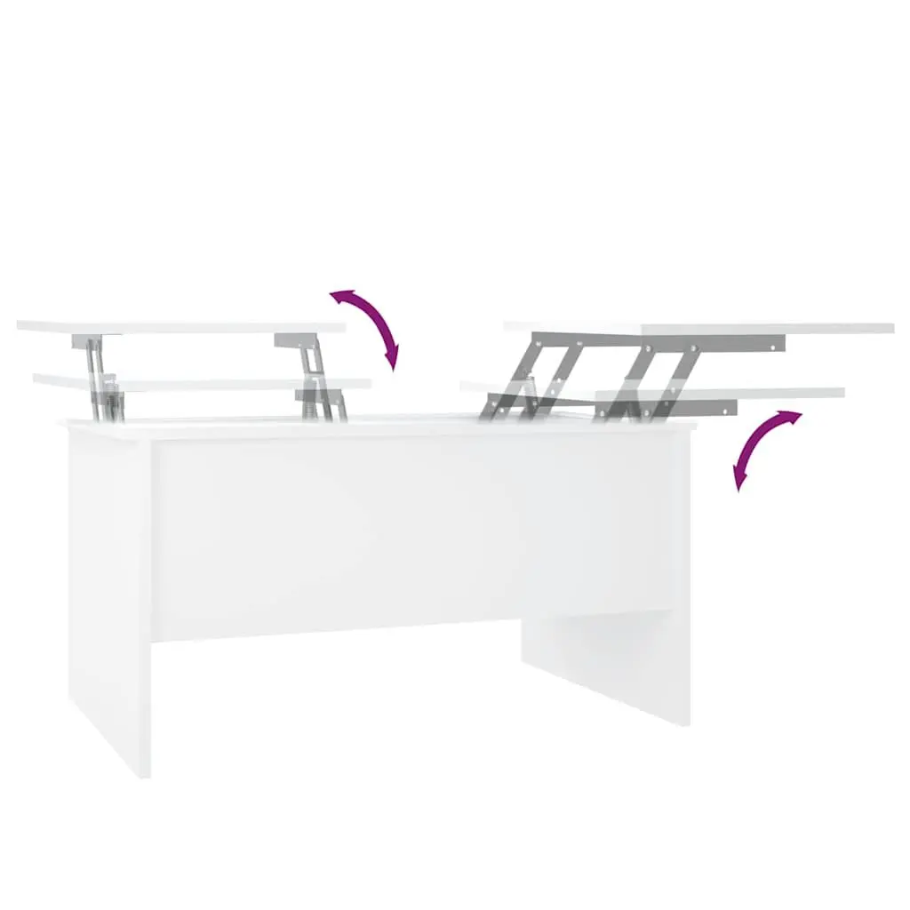 White Lift Top Coffee Table with Storage Space