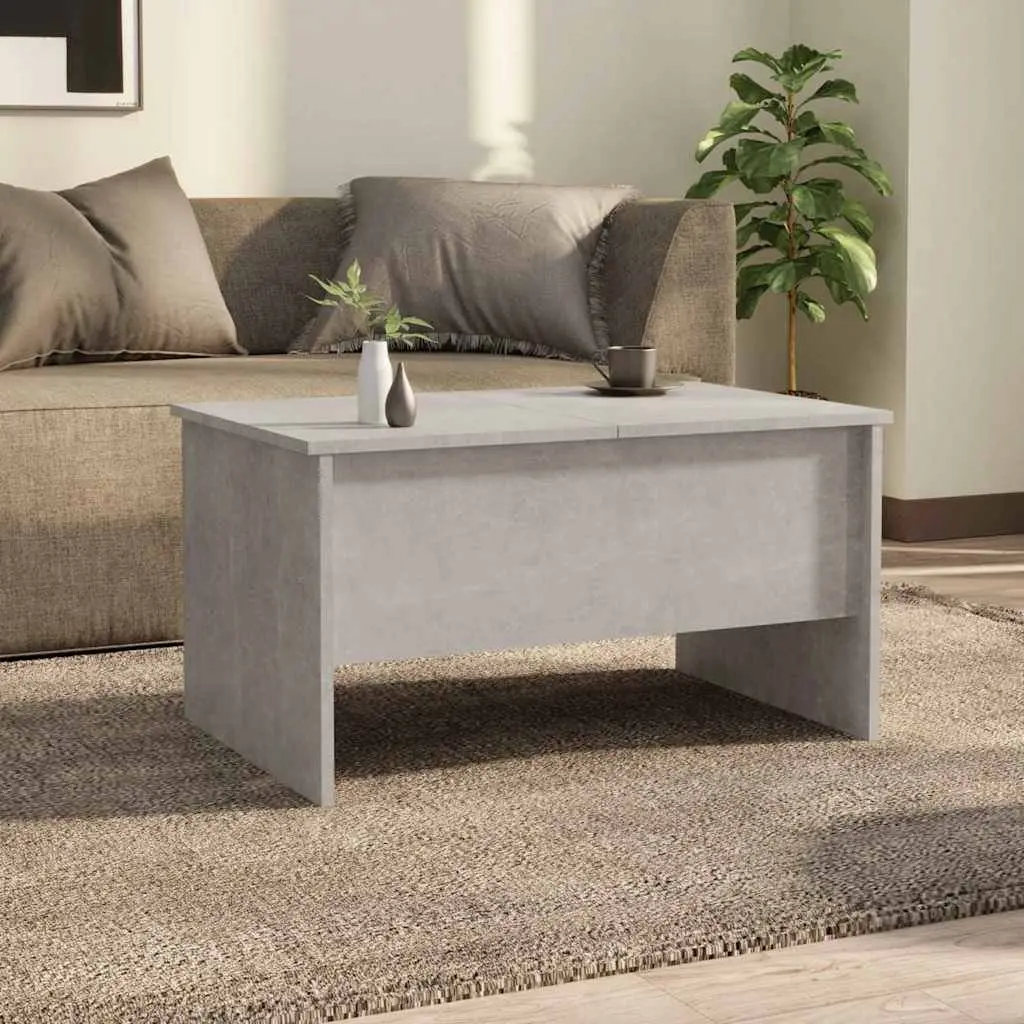 Coffee Table Engineered Wood Grey Adjustable Liftable Top Hidden Storage Compartments