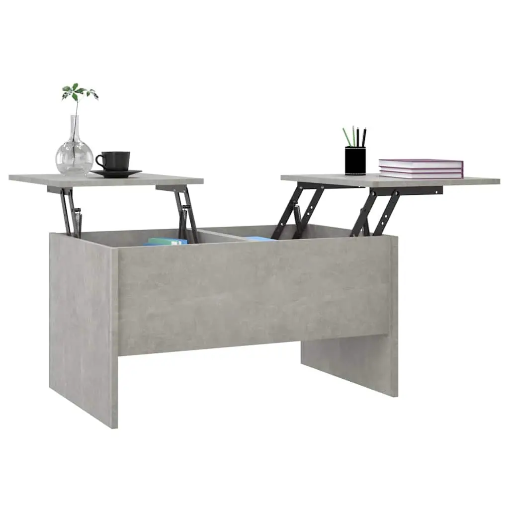 Coffee Table Engineered Wood Grey Adjustable Liftable Top Hidden Storage Compartments