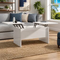 Coffee Table White High Gloss Modern Storage Lift Top Design Engineered Wood
