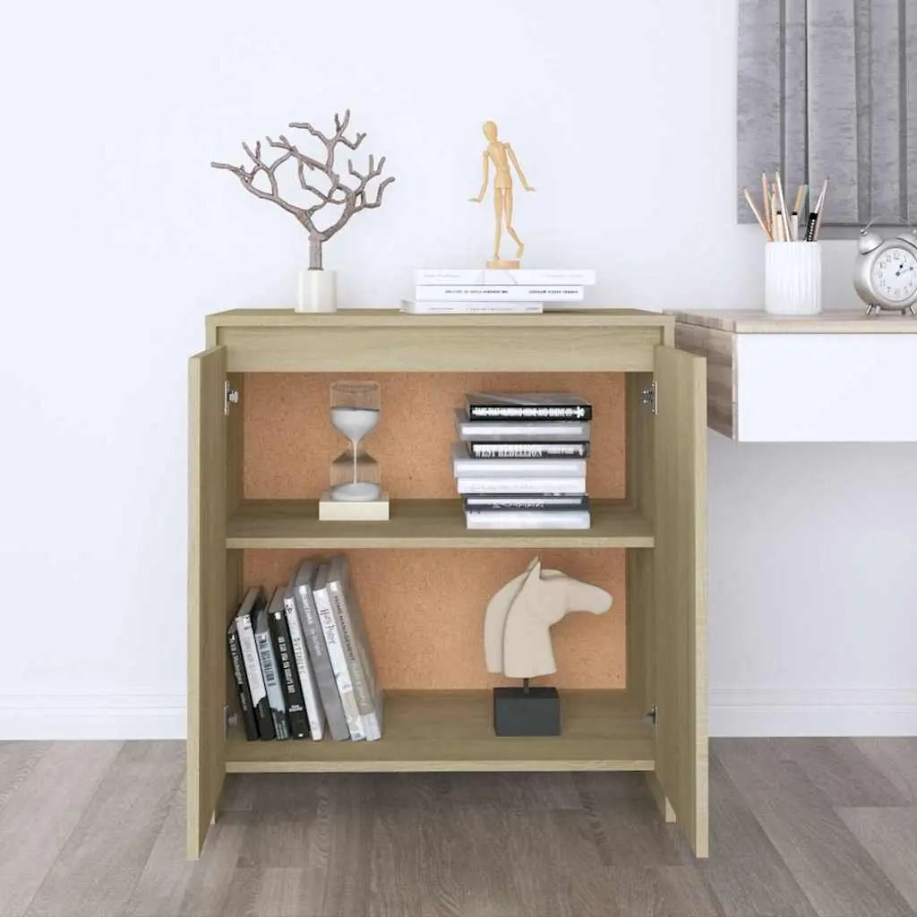 Sideboard Storage Cabinet Engineered Wood 70 cm Beige 2 Door Buffet Decorative Display Unit Furniture