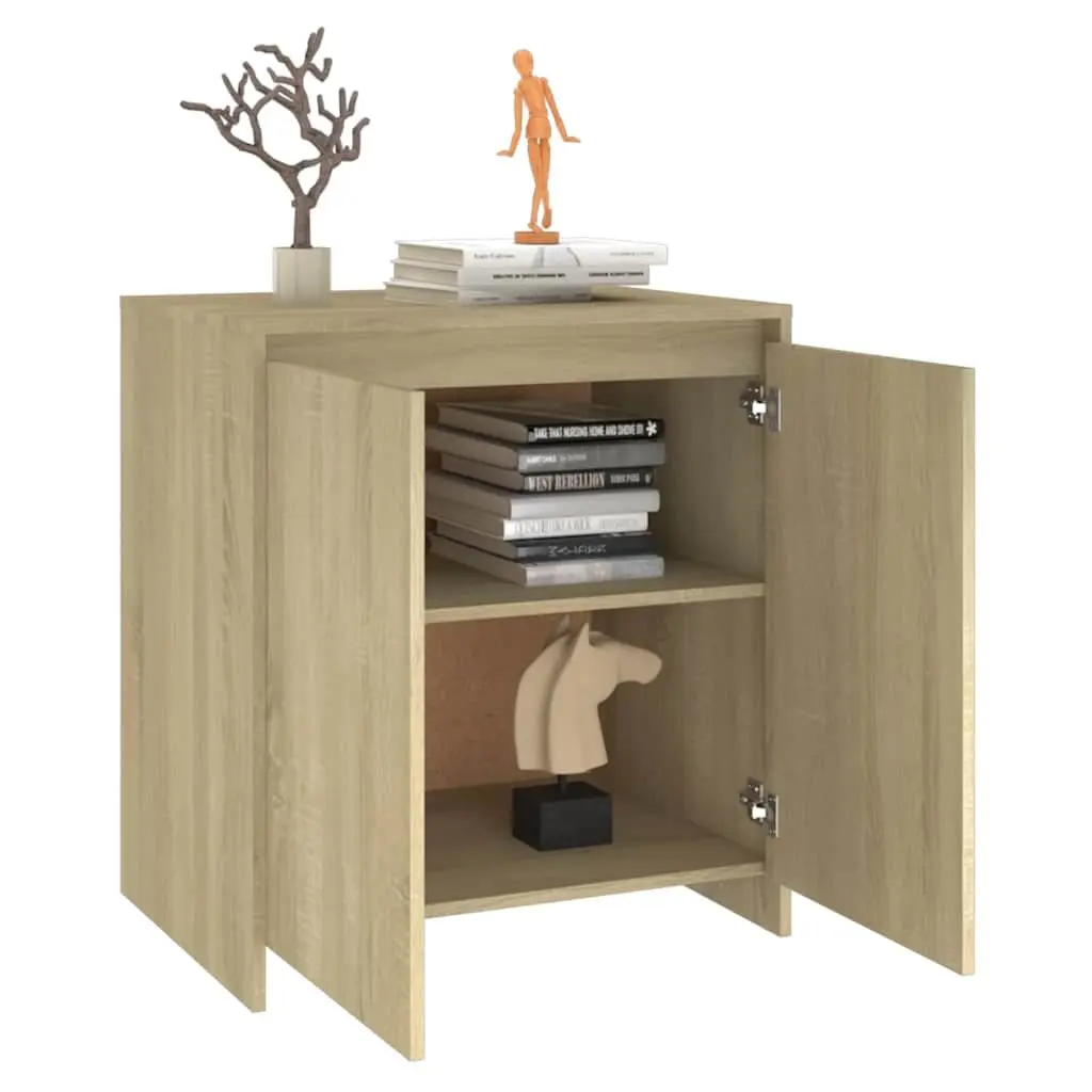 Sideboard Storage Cabinet Engineered Wood 70 cm Beige 2 Door Buffet Decorative Display Unit Furniture