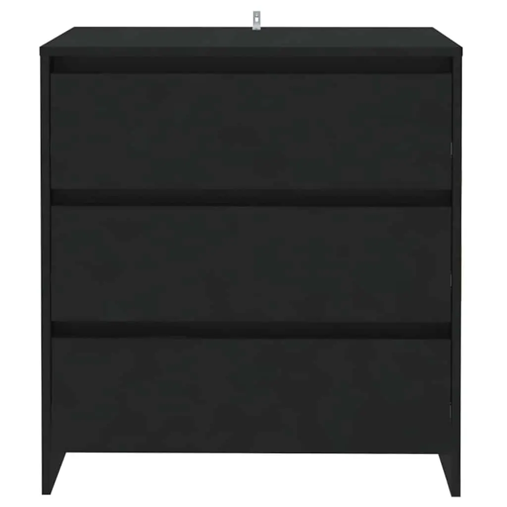 Sideboard Cabinet Black 3 Drawer Storage Buffet Furniture Engineered Wood