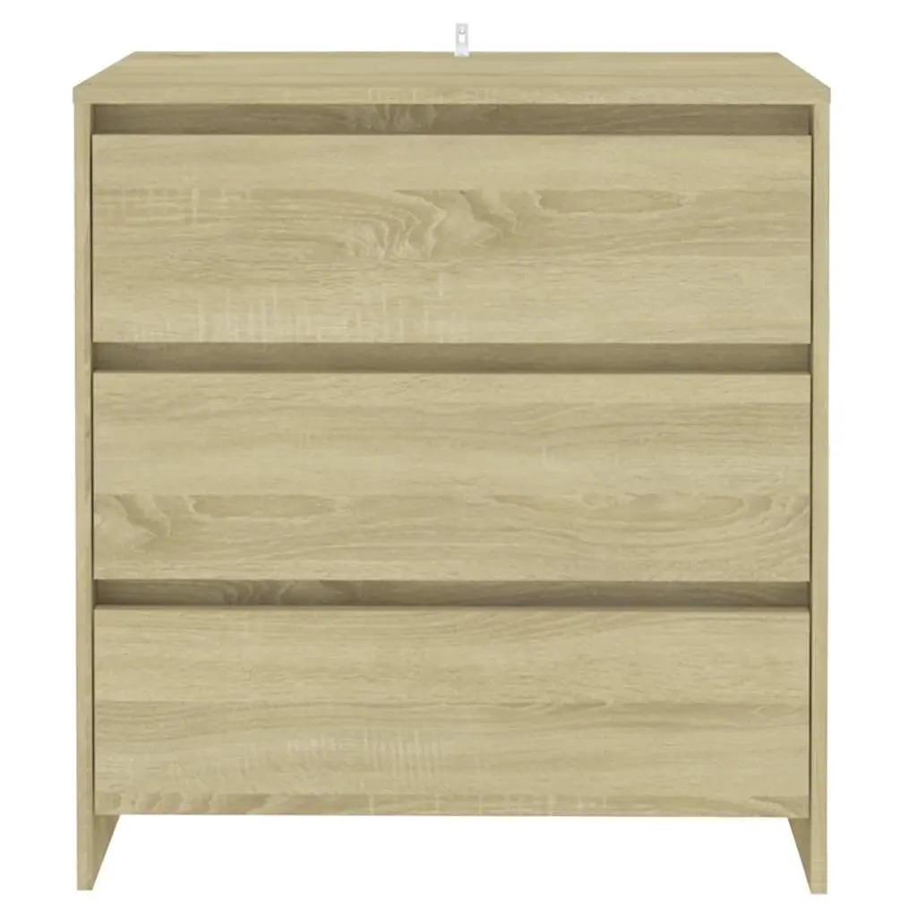 Sideboard Engineered Wood 70W x 41D x 75H cm Brown 3 Drawers Storage Cabinet