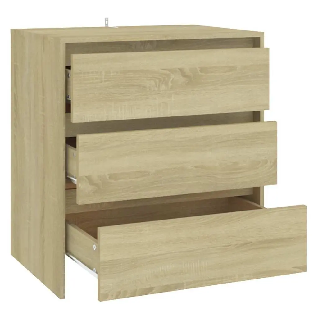 Sideboard Engineered Wood 70W x 41D x 75H cm Brown 3 Drawers Storage Cabinet