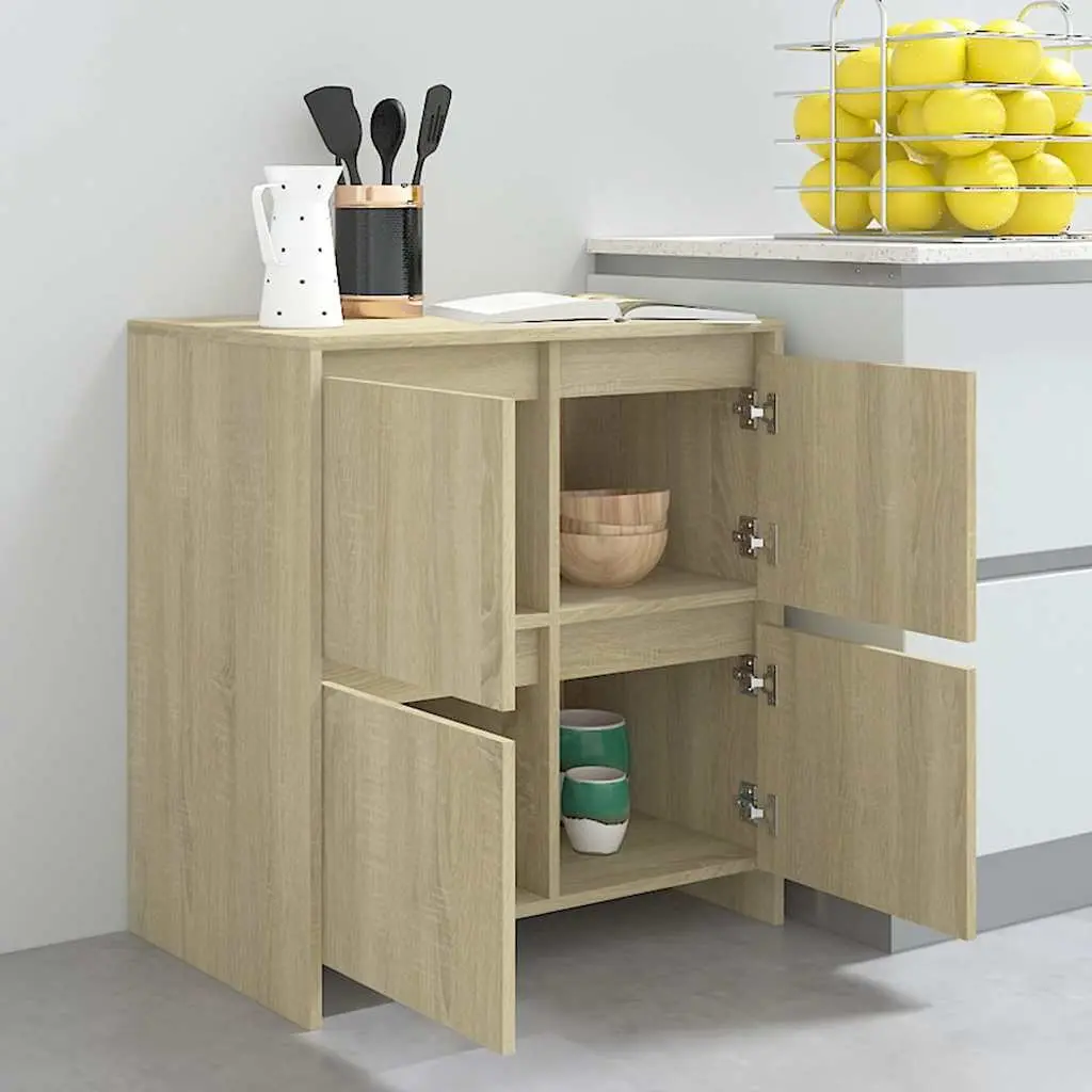 Sideboard Engineered Wood 70W x 41D x 75H cm Brown Minimalist 4 Doors Storage Cabinet Buffet Furniture