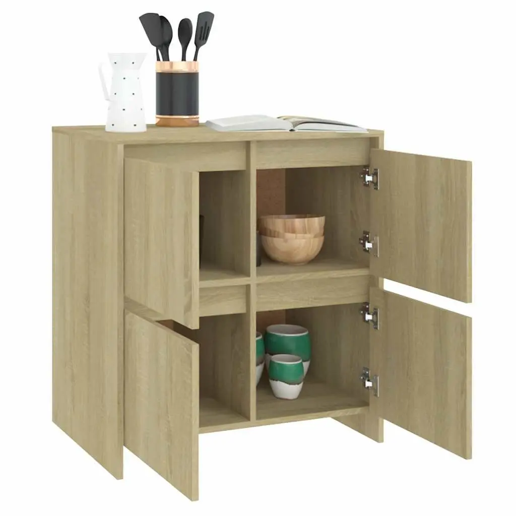 Sideboard Engineered Wood 70W x 41D x 75H cm Brown Minimalist 4 Doors Storage Cabinet Buffet Furniture