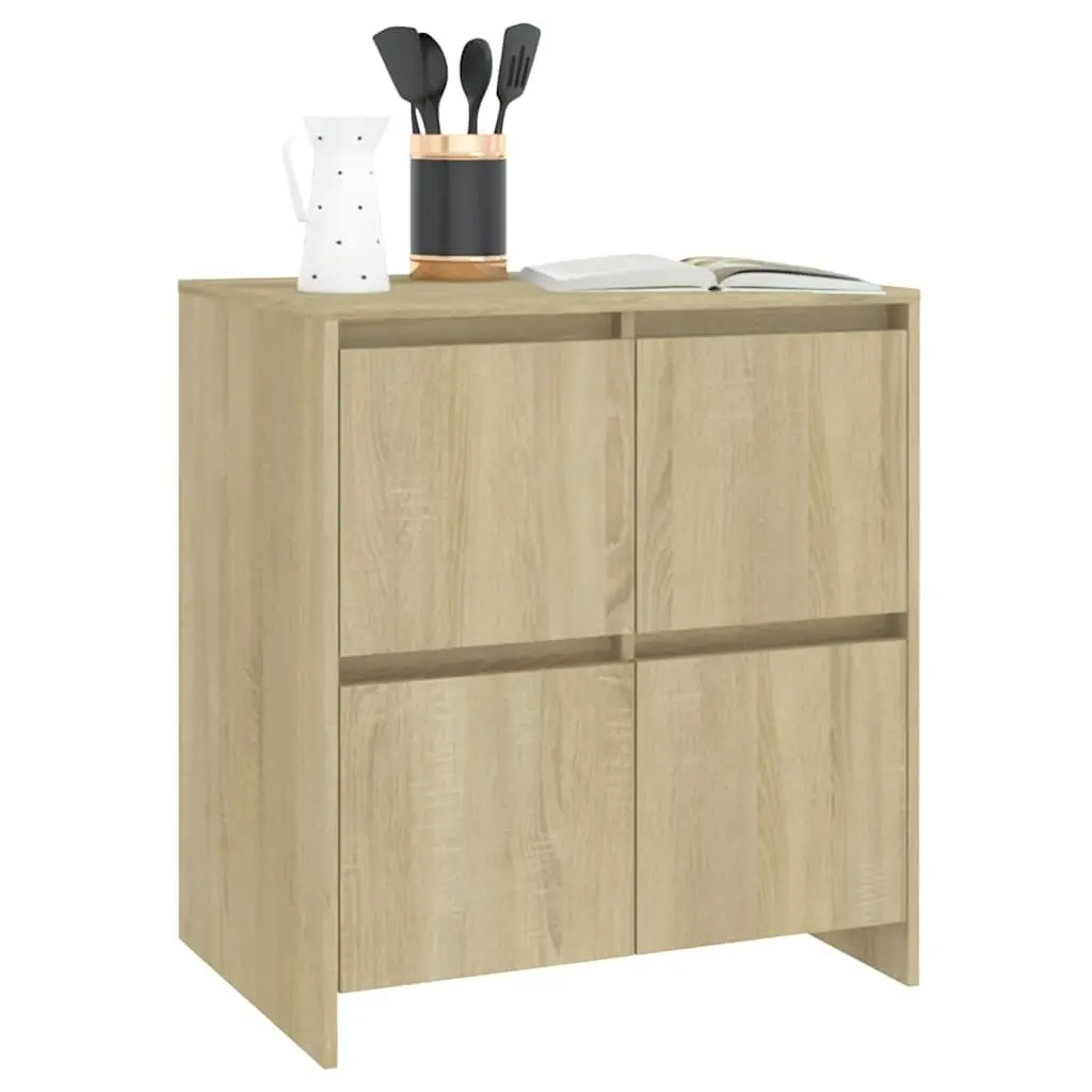 Sideboard Engineered Wood 70W x 41D x 75H cm Brown Minimalist 4 Doors Storage Cabinet Buffet Furniture
