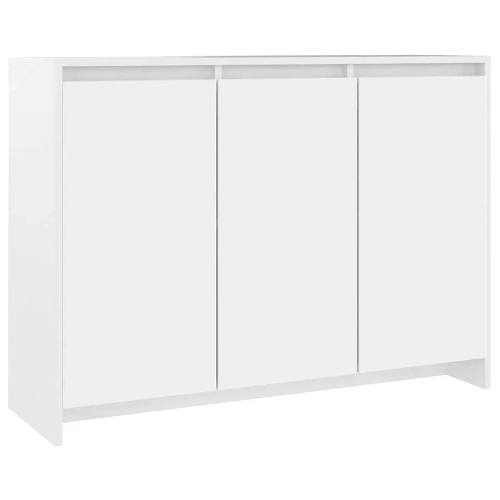 Sideboard White Storage Cabinet 3 Doors Engineered Wood Buffet Display Furniture