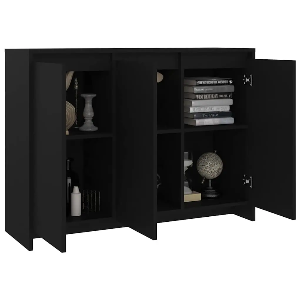 Sideboard Storage Cabinet Engineered Wood 102cm W x 33cm D x 75cm H Black