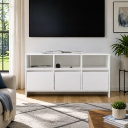 TV Cabinet White Living Room Storage Unit Lowboard with Drawers and Compartments