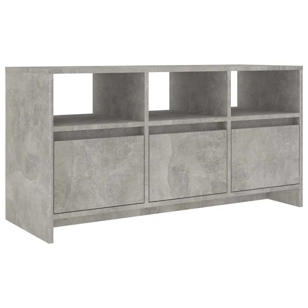 TV Cabinet Engineered Wood 102 x 37.5 x 52.5 cm Concrete Grey 3 Drawers 3 Compartments
