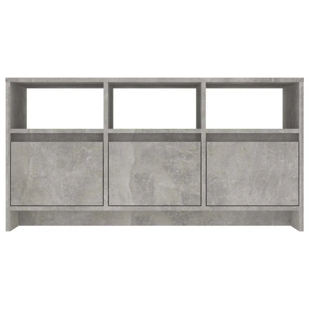 TV Cabinet Engineered Wood 102 x 37.5 x 52.5 cm Concrete Grey 3 Drawers 3 Compartments