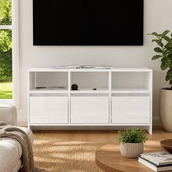TV Cabinet White High Gloss Living Room Storage Unit Lowboard with Drawers